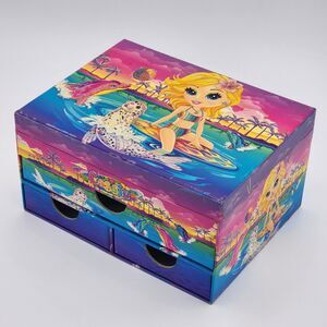 Lisa Frank Vintage 90s Y2K Cassie Surfer Girl Jewelry Mirror Stationary Box